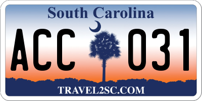 SC license plate ACC031