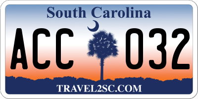 SC license plate ACC032