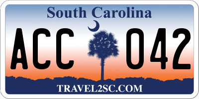 SC license plate ACC042