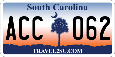 SC license plate ACC062