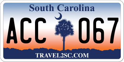 SC license plate ACC067