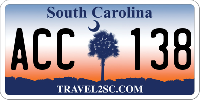 SC license plate ACC138
