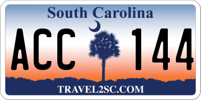 SC license plate ACC144