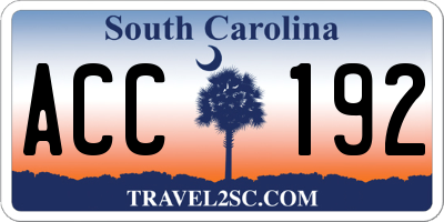 SC license plate ACC192