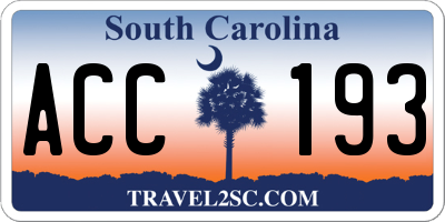 SC license plate ACC193