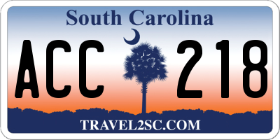 SC license plate ACC218