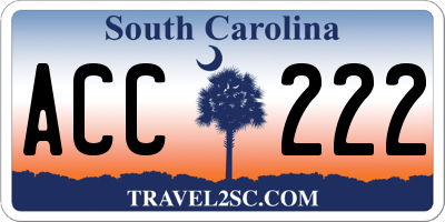 SC license plate ACC222