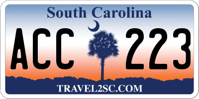 SC license plate ACC223