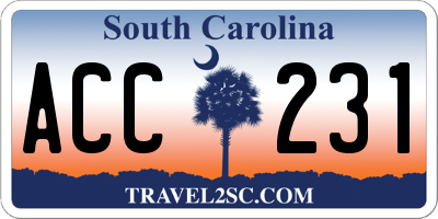 SC license plate ACC231