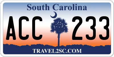 SC license plate ACC233