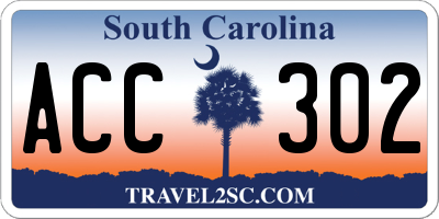 SC license plate ACC302