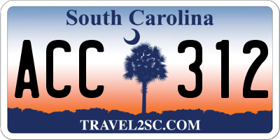 SC license plate ACC312