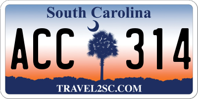 SC license plate ACC314