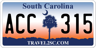 SC license plate ACC315