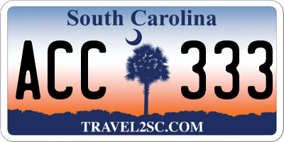 SC license plate ACC333