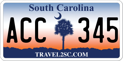 SC license plate ACC345