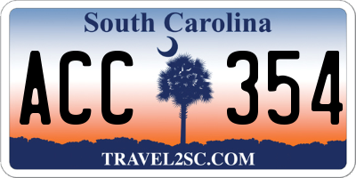 SC license plate ACC354