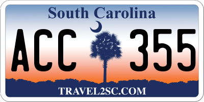 SC license plate ACC355
