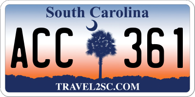 SC license plate ACC361