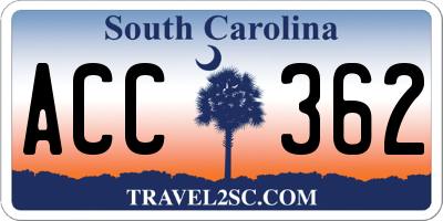 SC license plate ACC362