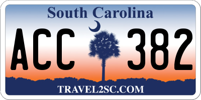 SC license plate ACC382