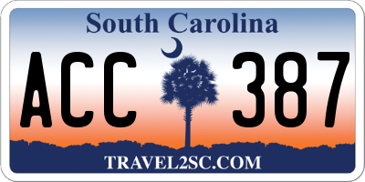 SC license plate ACC387
