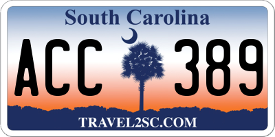 SC license plate ACC389