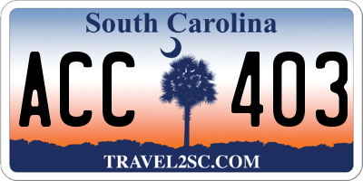 SC license plate ACC403