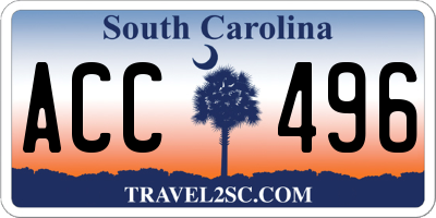 SC license plate ACC496