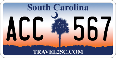 SC license plate ACC567