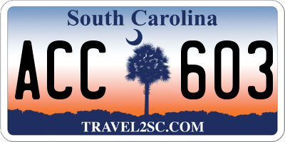 SC license plate ACC603