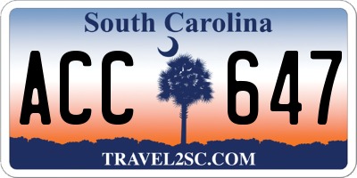 SC license plate ACC647