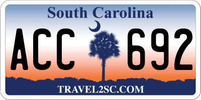 SC license plate ACC692