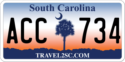 SC license plate ACC734