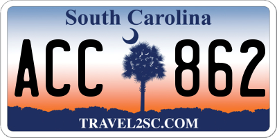 SC license plate ACC862