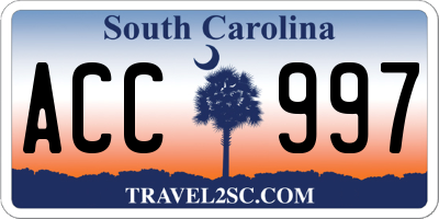 SC license plate ACC997