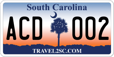 SC license plate ACD002