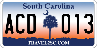 SC license plate ACD013
