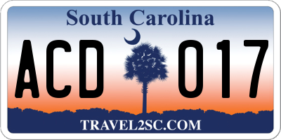 SC license plate ACD017