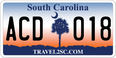 SC license plate ACD018