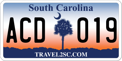 SC license plate ACD019