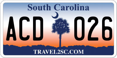 SC license plate ACD026