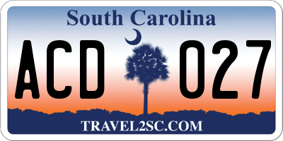 SC license plate ACD027