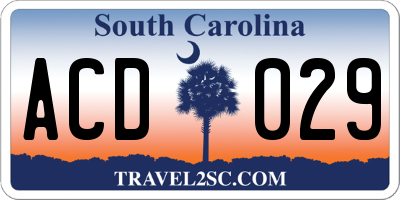 SC license plate ACD029