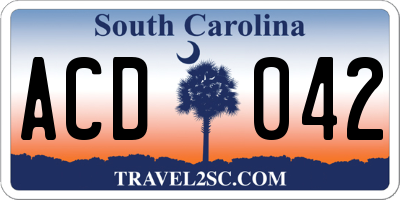 SC license plate ACD042