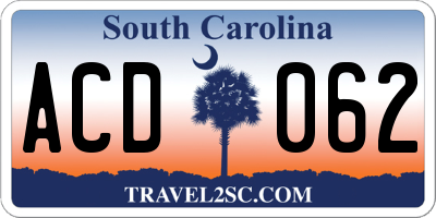 SC license plate ACD062