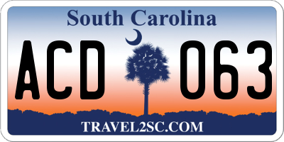 SC license plate ACD063