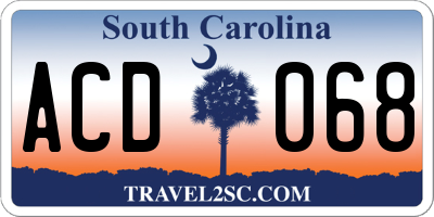 SC license plate ACD068