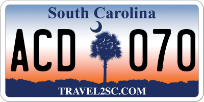 SC license plate ACD070