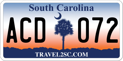 SC license plate ACD072